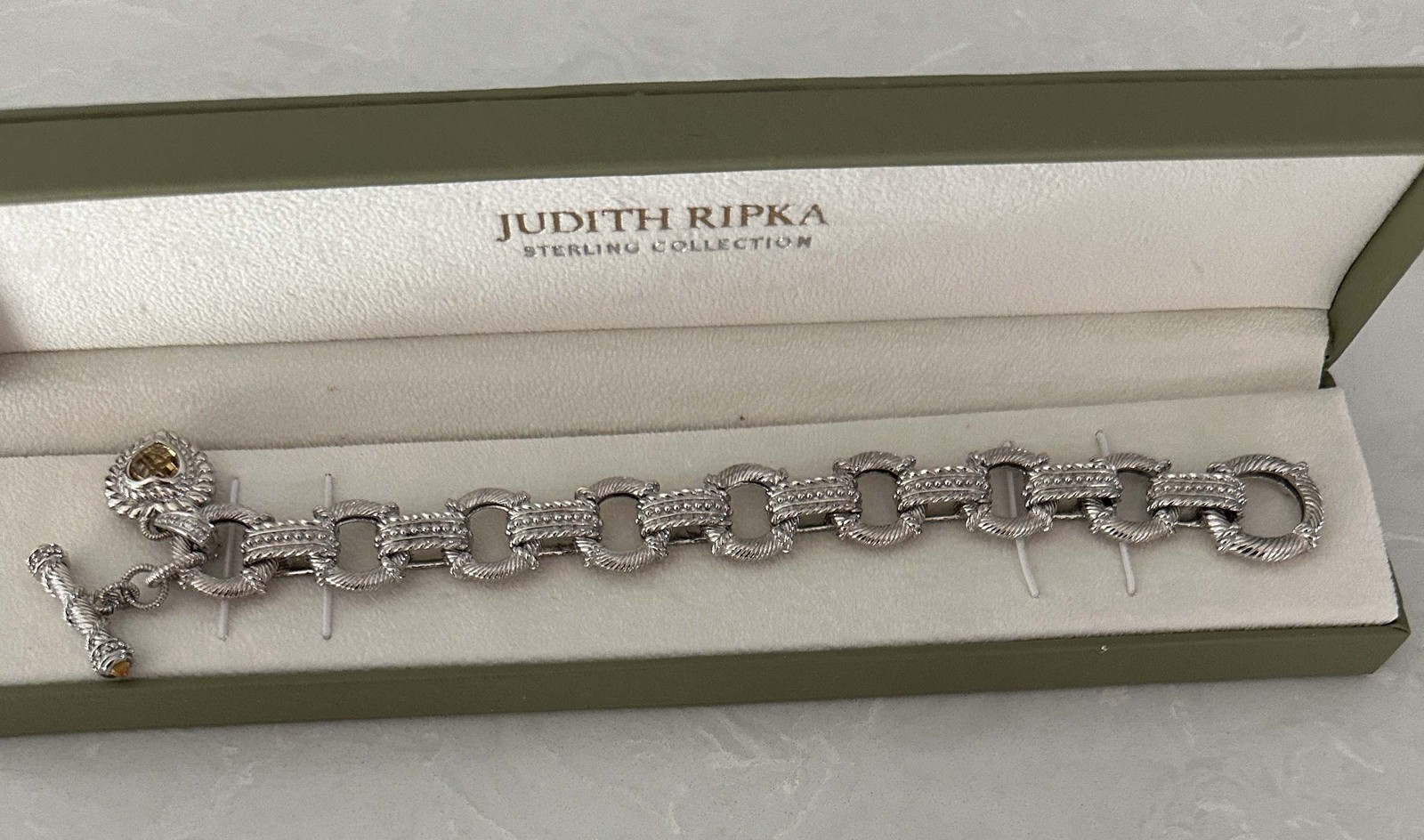 Vintage Judith Ripka 925 Sterling Silver Link Bracelet Detachable Heart Charm Vintage Judith Ripka 925 Sterling Silver Link Bracelet Detachable Heart Charm