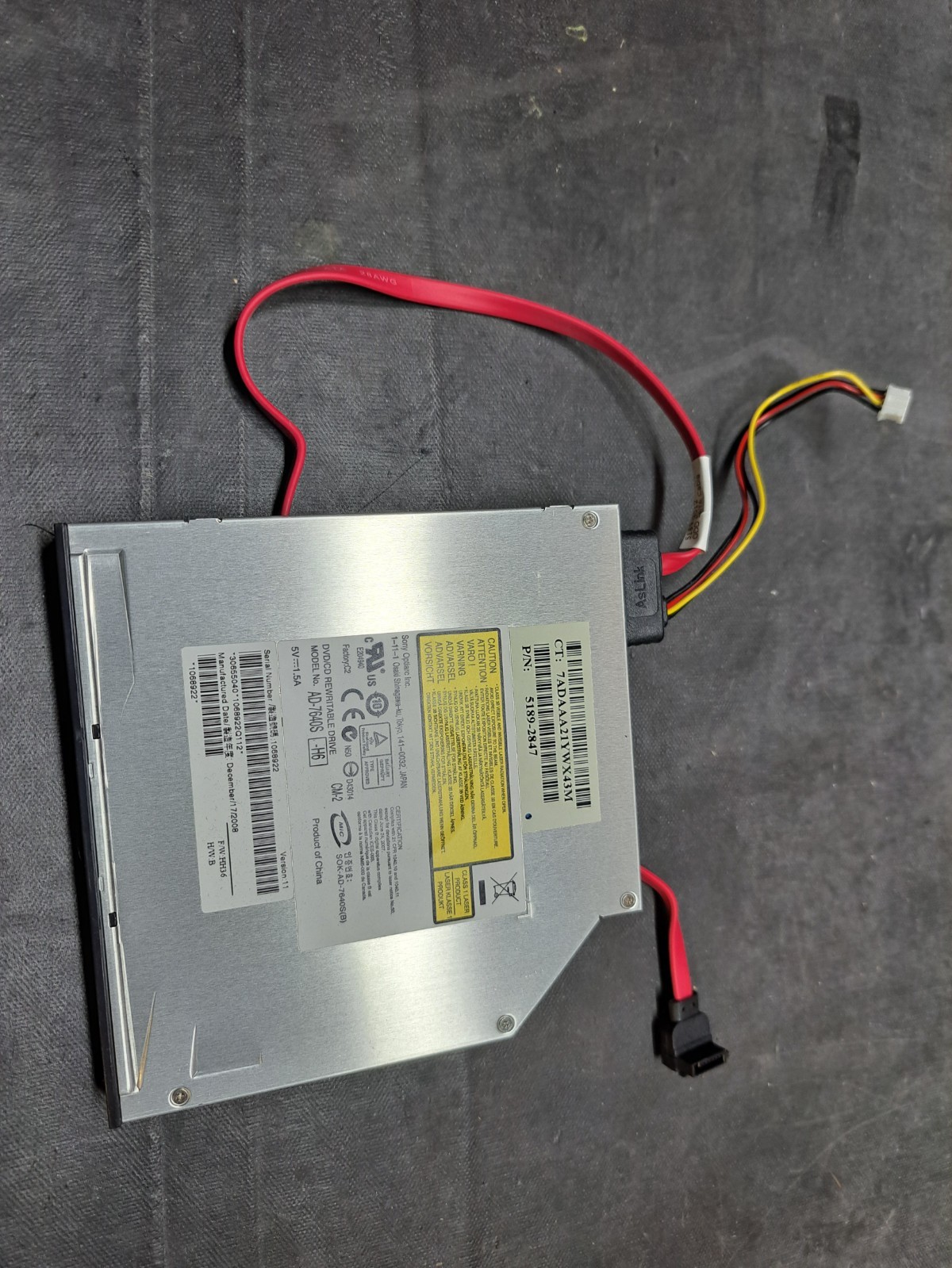 HP DX9K 8X DVD+/-RW SMD Slim Slot 12.7mm SATA Drive - 5189-2847 HP DX9K 8X DVD+/-RW SMD Slim Slot 12.7mm SATA Drive - 5189-2847