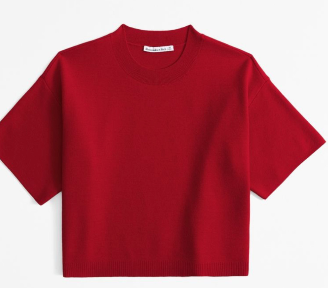 Abercrombie & Fitch Luxe Loft Sweater Tee Women’s Small Red Short Sleeve NWT