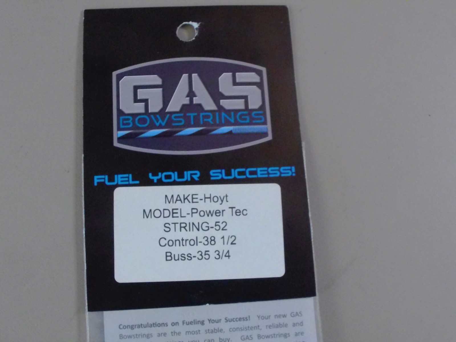 Gas Bowstrings HoyT POWER TEC STRING 52 CONTROL 38 1/2 BUSS 35 3/4 Gas Bowstrings HoyT POWER TEC STRING 52 CONTROL 38 1/2 BUSS 35 3/4