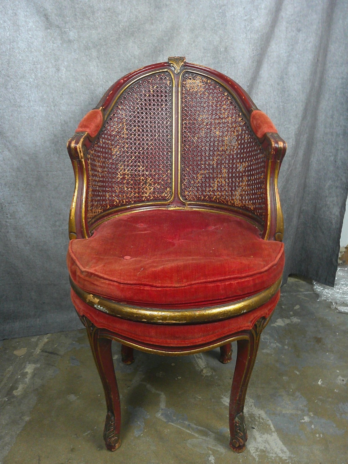 Antique Louis XV-style Caned Desk Armchair