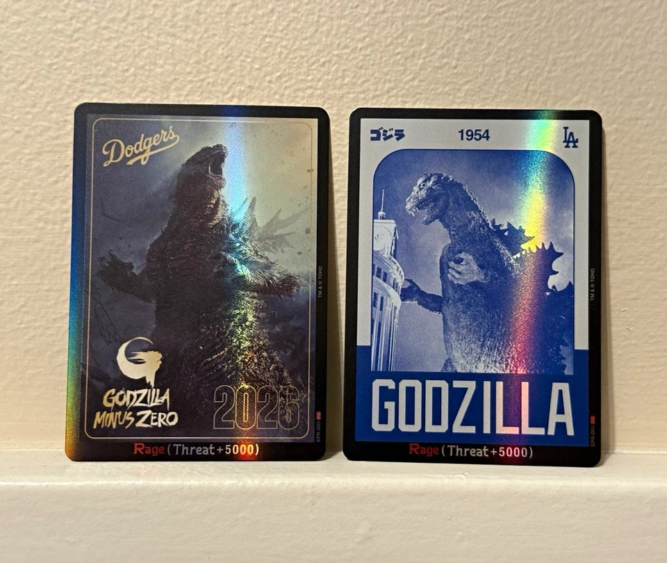 Dodgers Godzilla 1954 and 2026 Game Cards Dodgers Godzilla 1954 and 2026 Game Cards