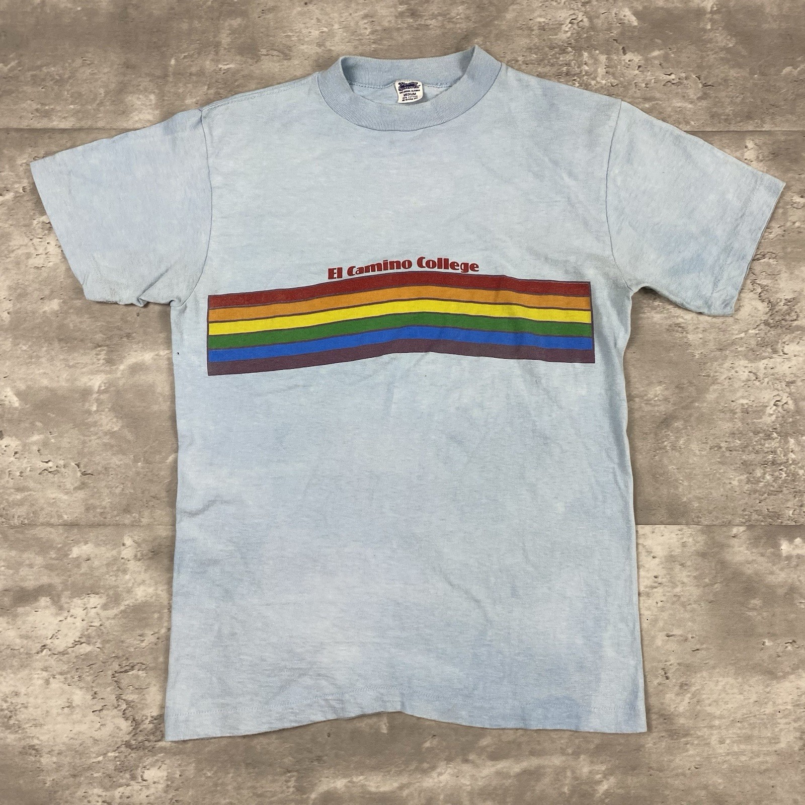 vintage 70s 80s El Camino College rainbow stripe t shirt M Shoreline Sportswear vintage 70s 80s El Camino College rainbow stripe t shirt M Shoreline Sportswear