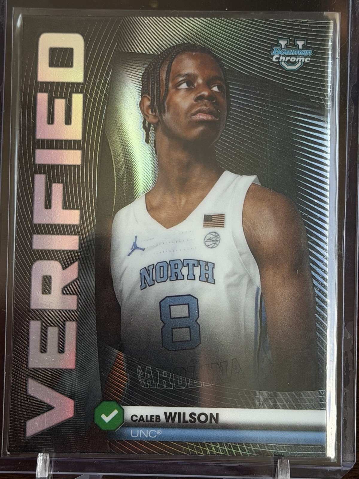 2025-26 Bowman Chrome Caleb Wilson Verified Refractor NCAA #BV-9 BULLS UNC 2025-26 Bowman Chrome Caleb Wilson Verified Refractor NCAA #BV-9 BULLS UNC