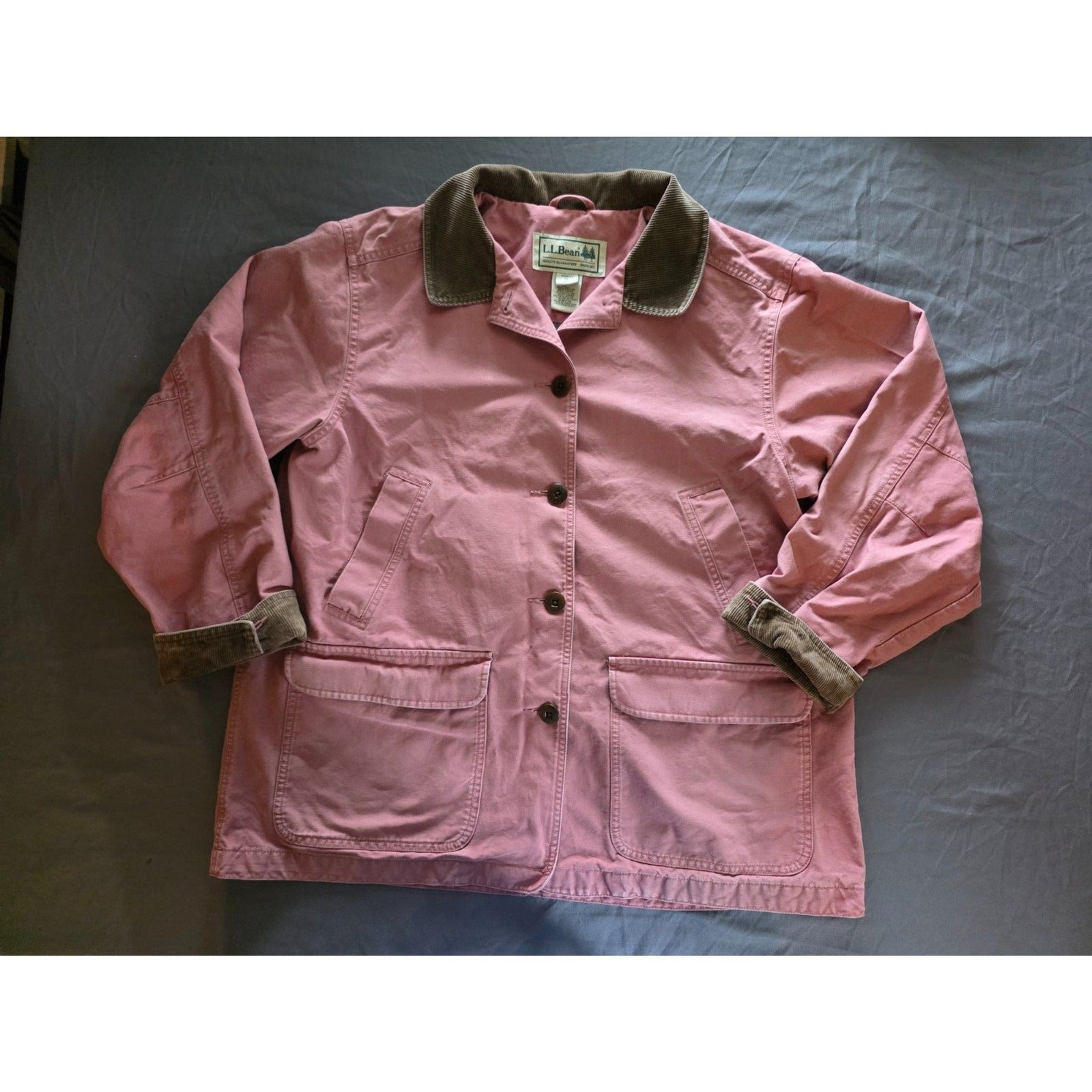 Vintage L.L. Bean Pink Cotton Flannel Lined Barn Coat Jacket - Women\'s XL Petite