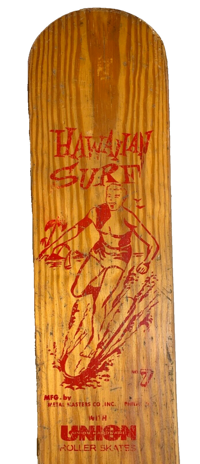 RARE Vintage Antique Wood Wooden Sidewalk Skateboard Surfboard Hawaiian Surf