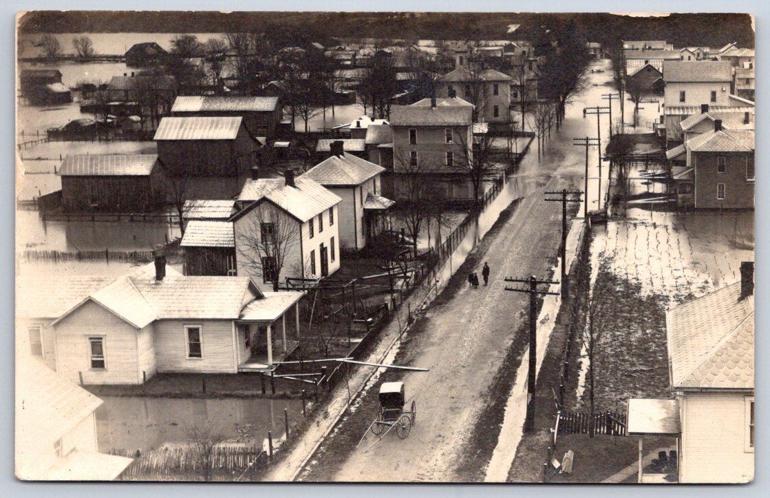 Antique Ohio Postcard FINDLAY Flood Great Flood Street Scene RPPC