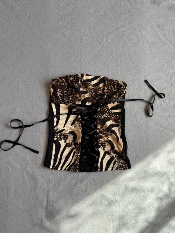 Vintage Y2K animal print lace-up corset top Vintage Y2K animal print lace-up corset top
