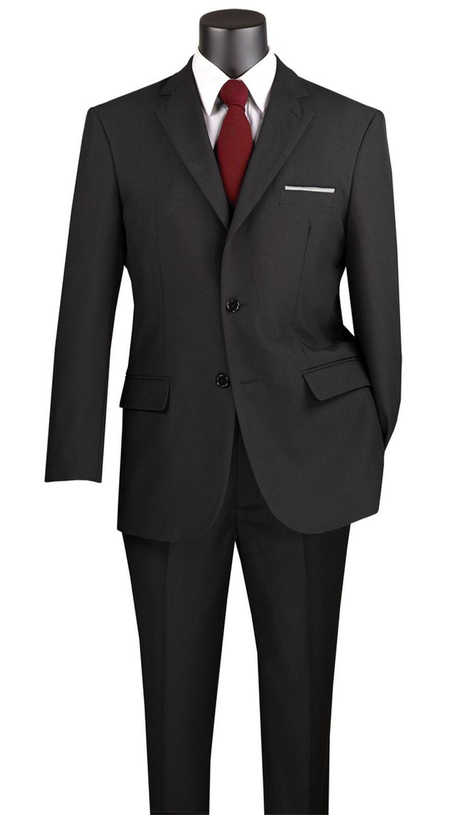 Lucci by Vinci Men's Regular Fit 2-Piece Solid Color Suit Black Lucci by Vinci Men's Regular Fit 2-Piece Solid Color Suit Black