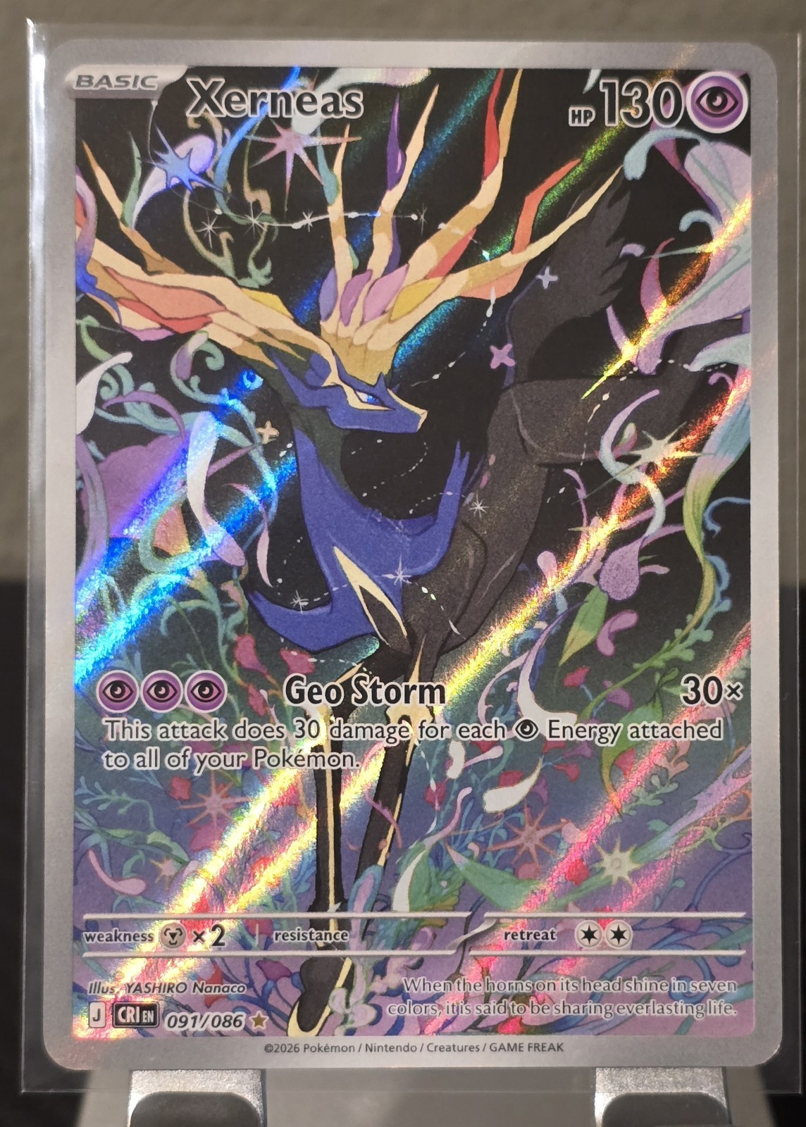 Pokmon Mega Evolution Chaos Rising Xerneas Rare Full Art Holo #091/086 NM/M Pokmon Mega Evolution Chaos Rising Xerneas Rare Full Art Holo #091/086 NM/M
