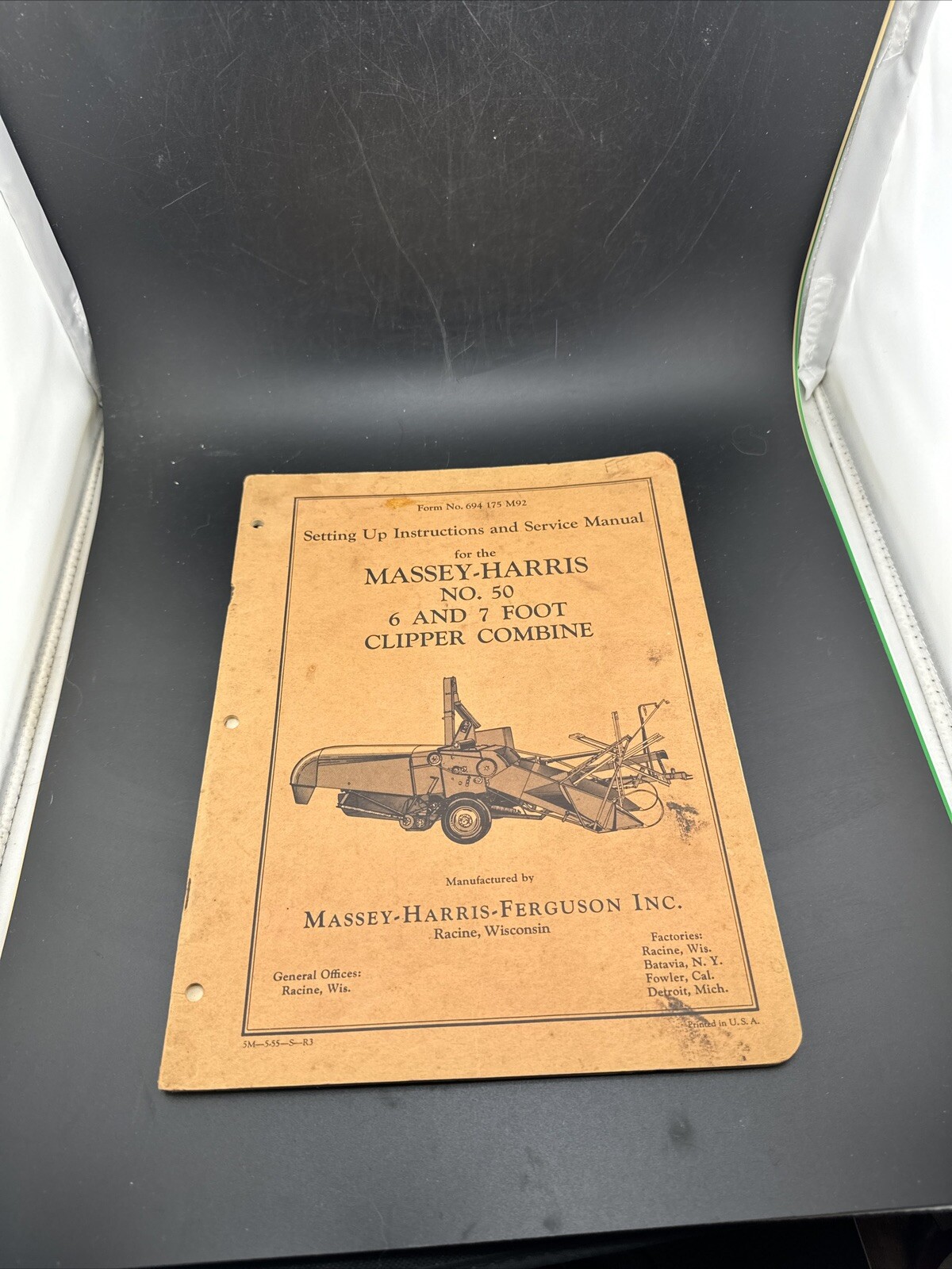 1955 Massey Harris No. 50 6&7 Foot Clipper Combine Instruction & Service Manual 1955 Massey Harris No. 50 6&7 Foot Clipper Combine Instruction & Service Manual