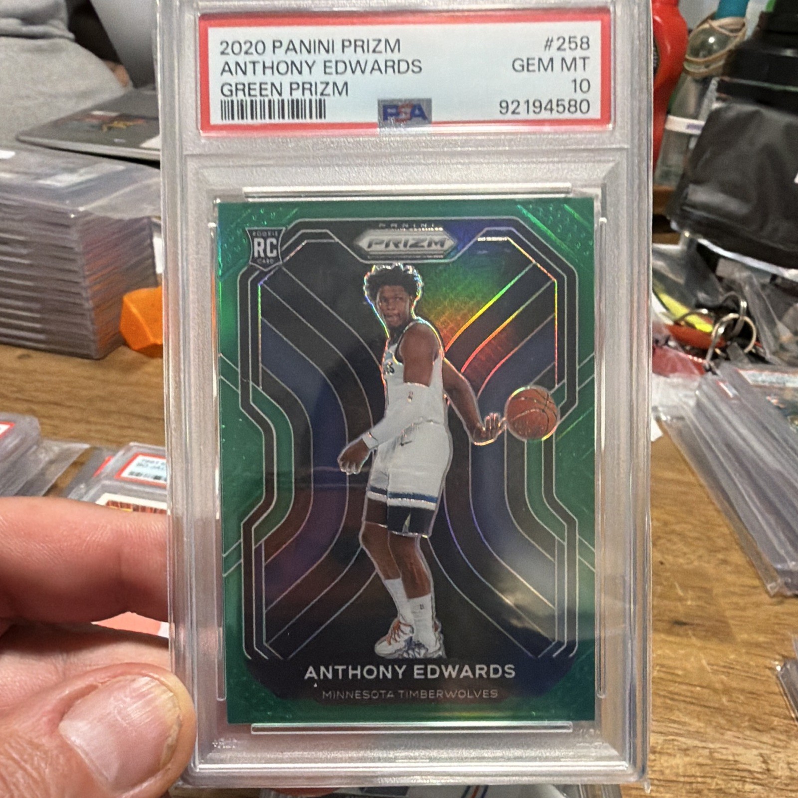 Panini 2020-21 Prizm Anthony Edwards Green Prizm RC #258 PSA 10 Timberwolves