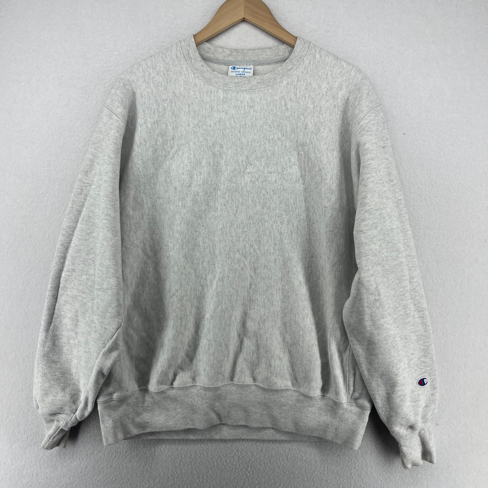 CHAMPION Reverse Weave Sweatshirt L INDEED Embossed Gray