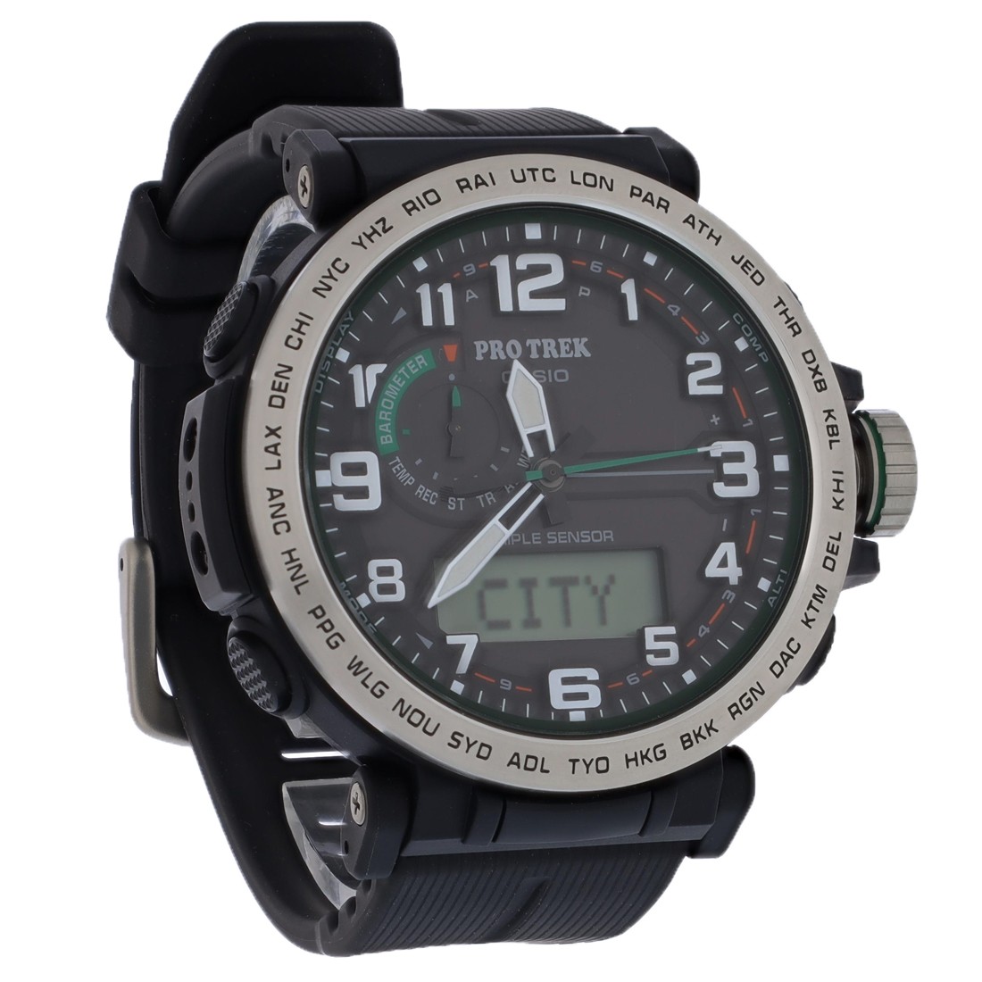 Casio Pro Trek Men\'s Black Dial Triple Sensor Solar Powered PRG601-1