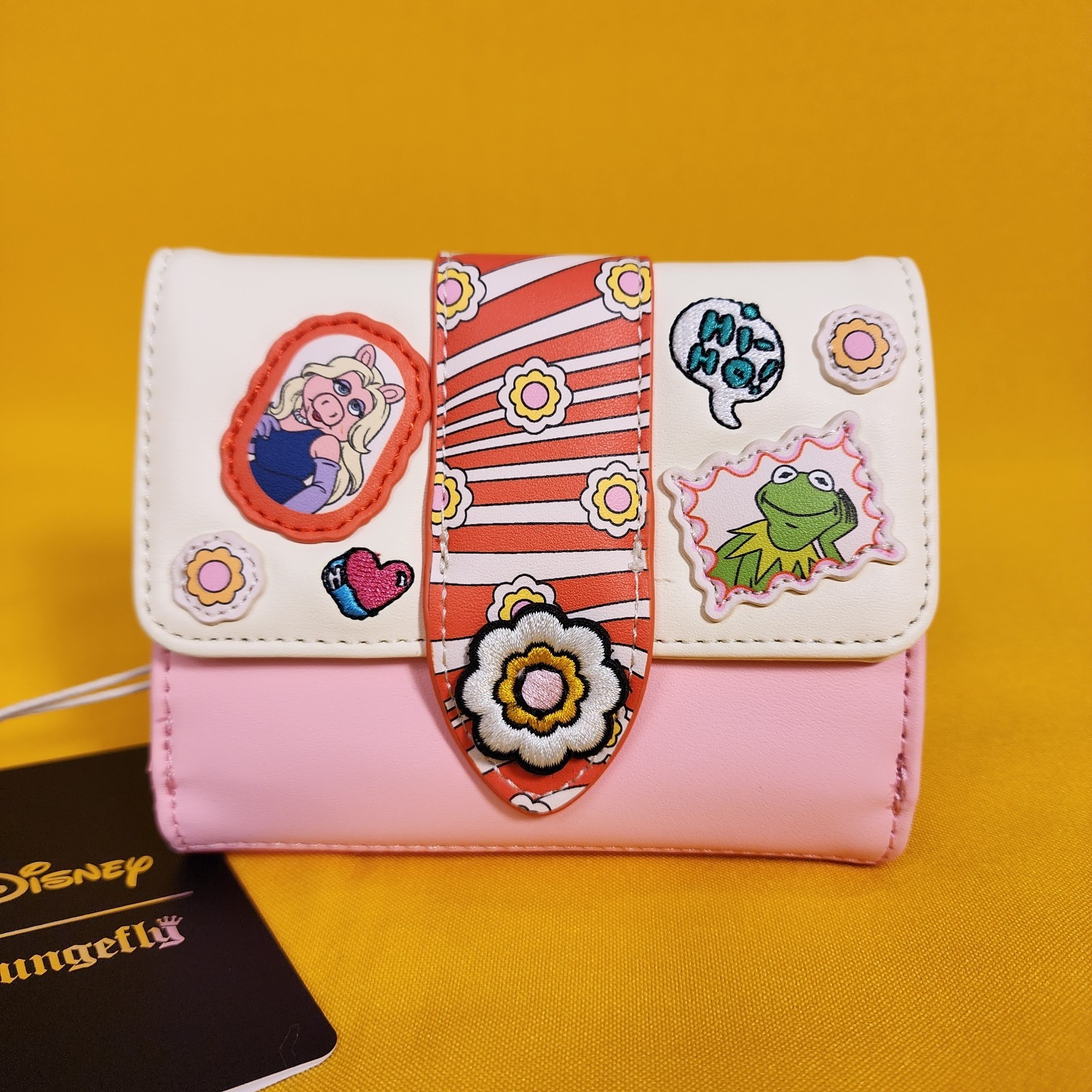 Loungefly The Muppets Character Patches Kermit & Miss Piggy Flap Wallet NEW