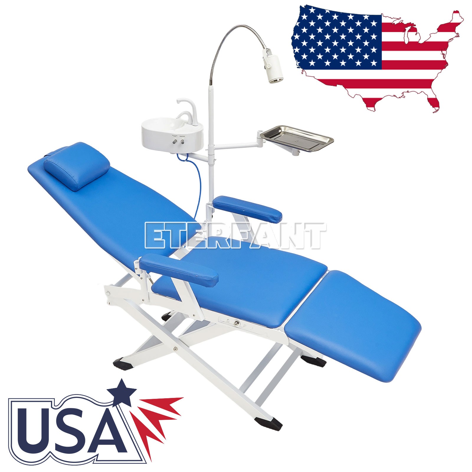 ETERFANT Dental Portable Chair Mobile Exam Folding Silla+LED Light Lamp+Tray US