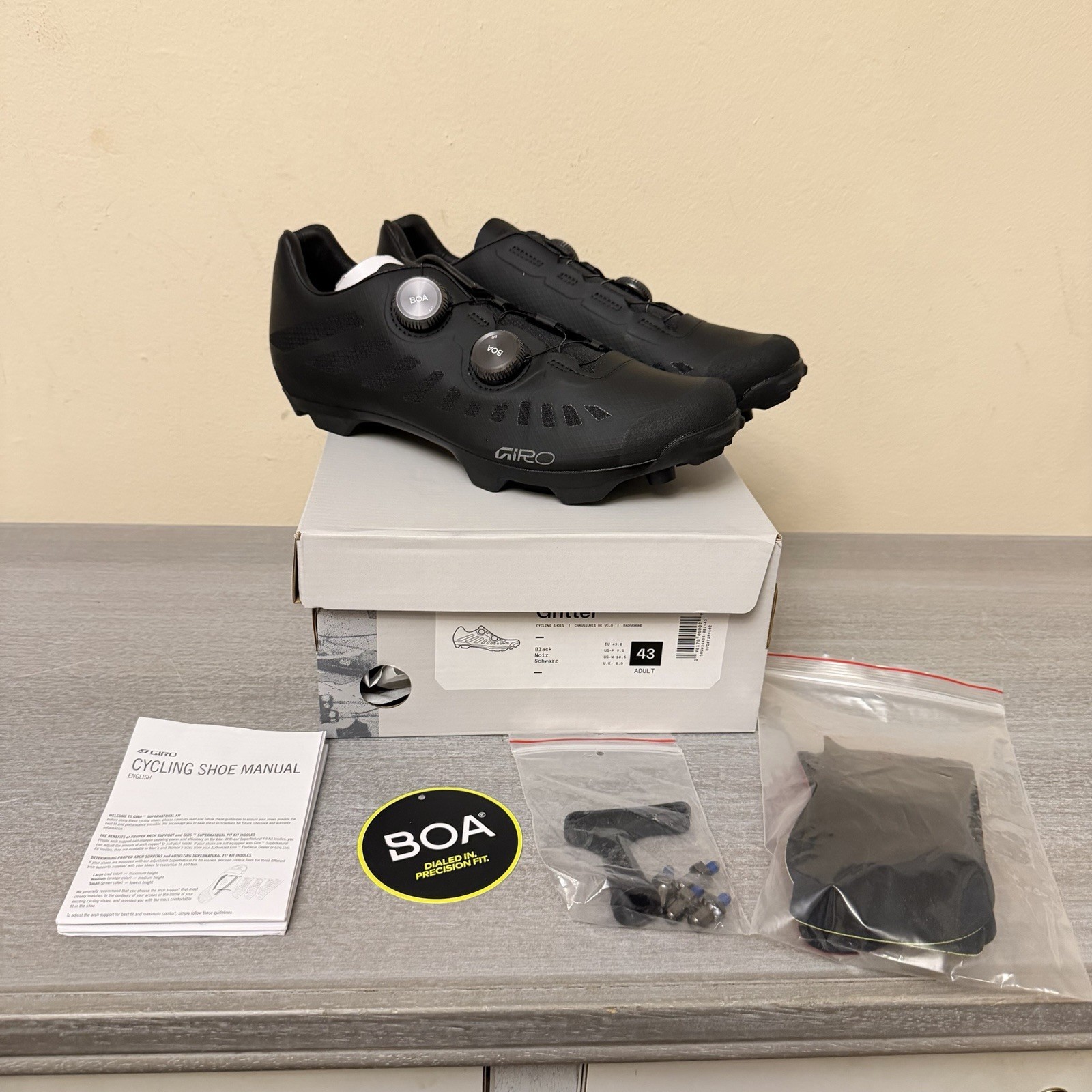 NEW Giro Gritter Mountain Bike Cycling Shoe Black EU 43/US 8.5 $424 MSRP ⭐️