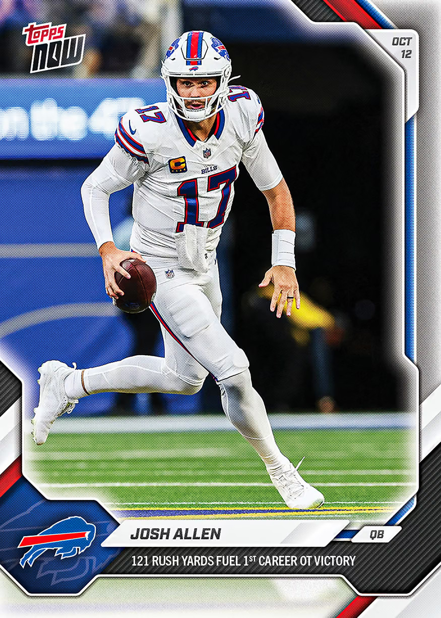 Josh Allen 121 Rush Yards 1st OT Victory 2026-27 NFL Topps NOW - Card 59 Presale Josh Allen 121 Rush Yards 1st OT Victory 2026-27 NFL Topps NOW - Card 59 Presale