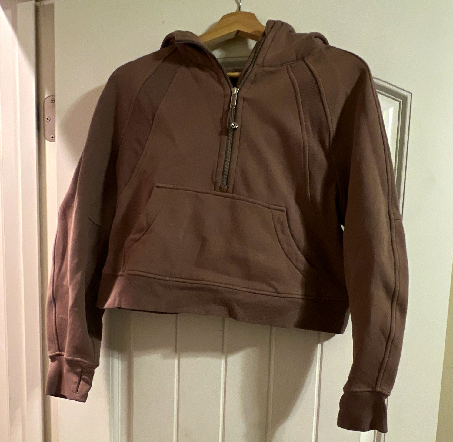 lululemon Scuba 1/2 Zip Hooded Fleece Pullover Hoodie Pockets Brown XS/S lululemon Scuba 1/2 Zip Hooded Fleece Pullover Hoodie Pockets Brown XS/S