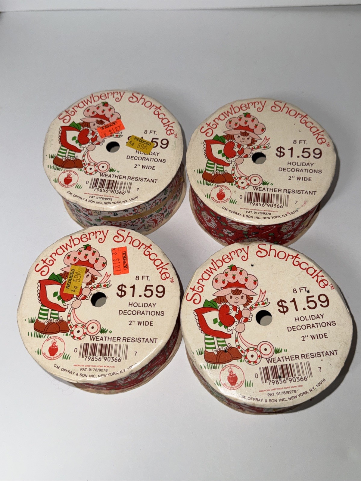 Vintage 1980’s NOS STRAWBERRY SHORTCAKE Holiday Fabric Ribbon Lot Of 4 Rolls Vintage 1980’s NOS STRAWBERRY SHORTCAKE Holiday Fabric Ribbon Lot Of 4 Rolls