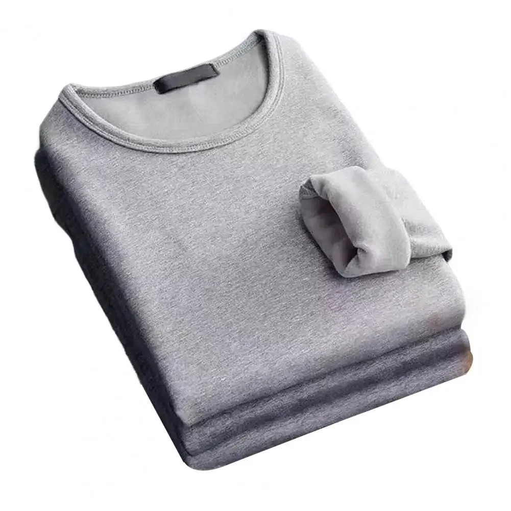 Men\'s Thermal Fleece Lined Long Sleeve Shirt Winter Warm Crew Neck Top M-5XL