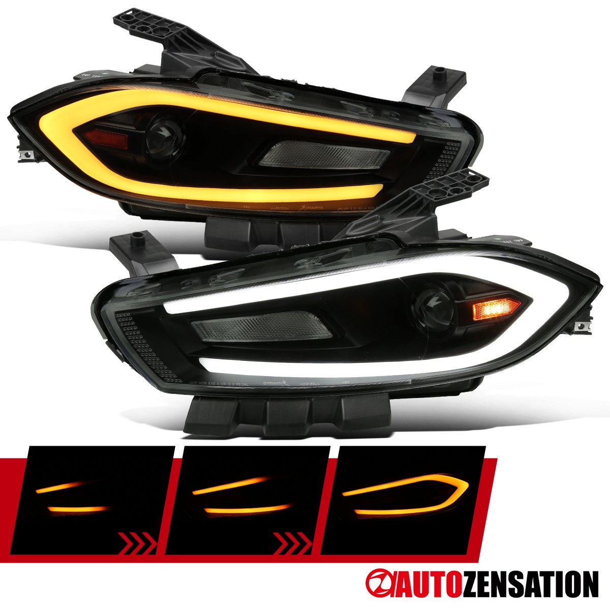 Black Smoke Fit 2013-2016 Dodge Dart Projector Headlights LED Sequential Signal Black Smoke Fit 2013-2016 Dodge Dart Projector Headlights LED Sequential Signal