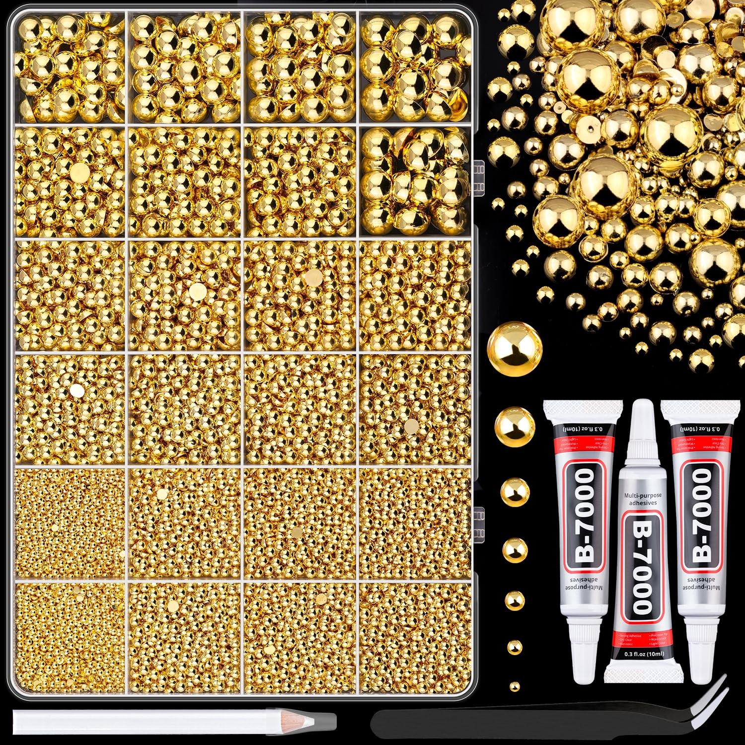 13000Pcs Flatback Pearls for Crafting Gold, Assorted Size 2/3/4/5/6/8/10mm Ha... 13000Pcs Flatback Pearls for Crafting Gold, Assorted Size 2/3/4/5/6/8/10mm Ha...