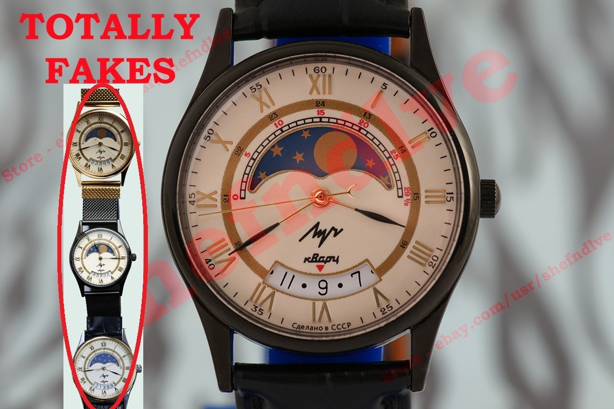 Luch Луч Лунник Ex Rare Russian USSR Moon phase Vintage OLD stock watch NOS