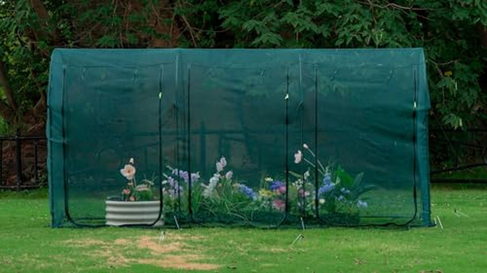 Poray Large 12.3X4FT Tunnel Plant Netting Cover,6FT Tall Crop Cage Tomato Net...