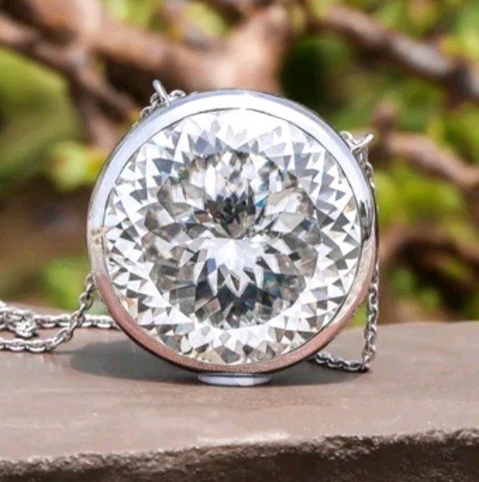 925 Silver, Stunning White Diamond Solitaire Pendant, 16.50 Ct Certified Treated