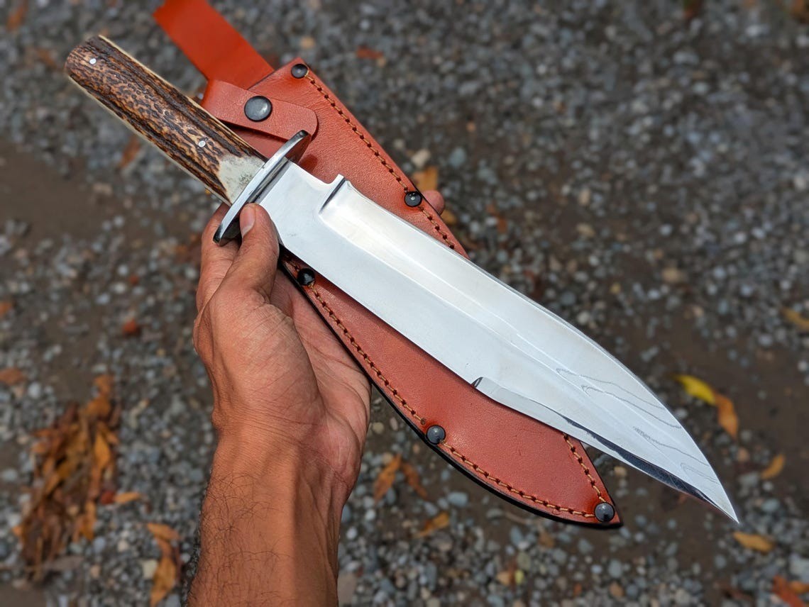 Custom Handamde Bowie Knife Stag Antler Outdoor & hunting and survival knife