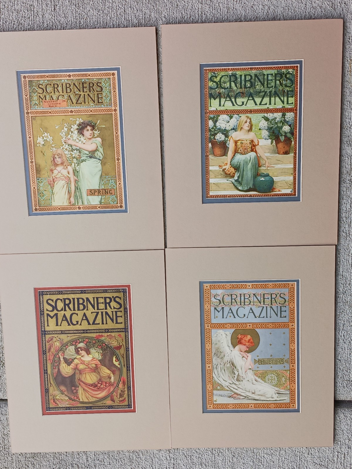 Antique Art Nouveau Victorian Magazine Covers Scribners 4 Seasons 1890-1900 Art