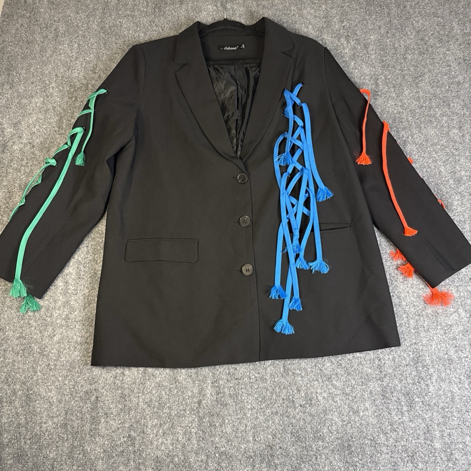Athina Women\'s Blazer Entangled String Neon Size Large Grunge Goth Athina Women\'s Blazer Entangled String Neon Size Large Grunge Goth