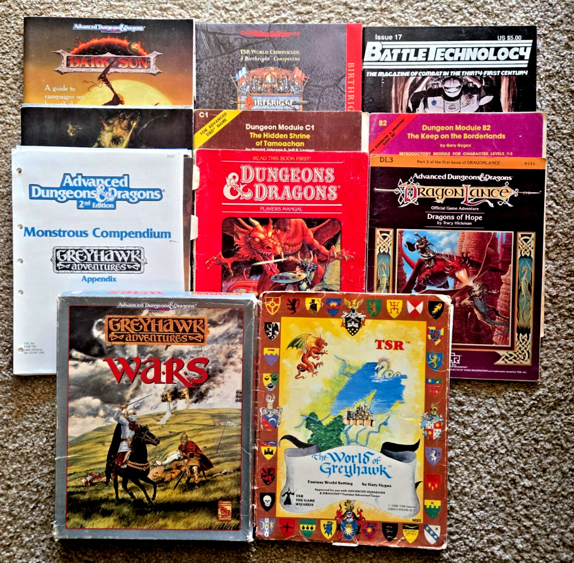 Dungeons & Dragons AD&D Lot Of Ten RPG\'S Greyhawk Screen Rules Vintage Rare+Free