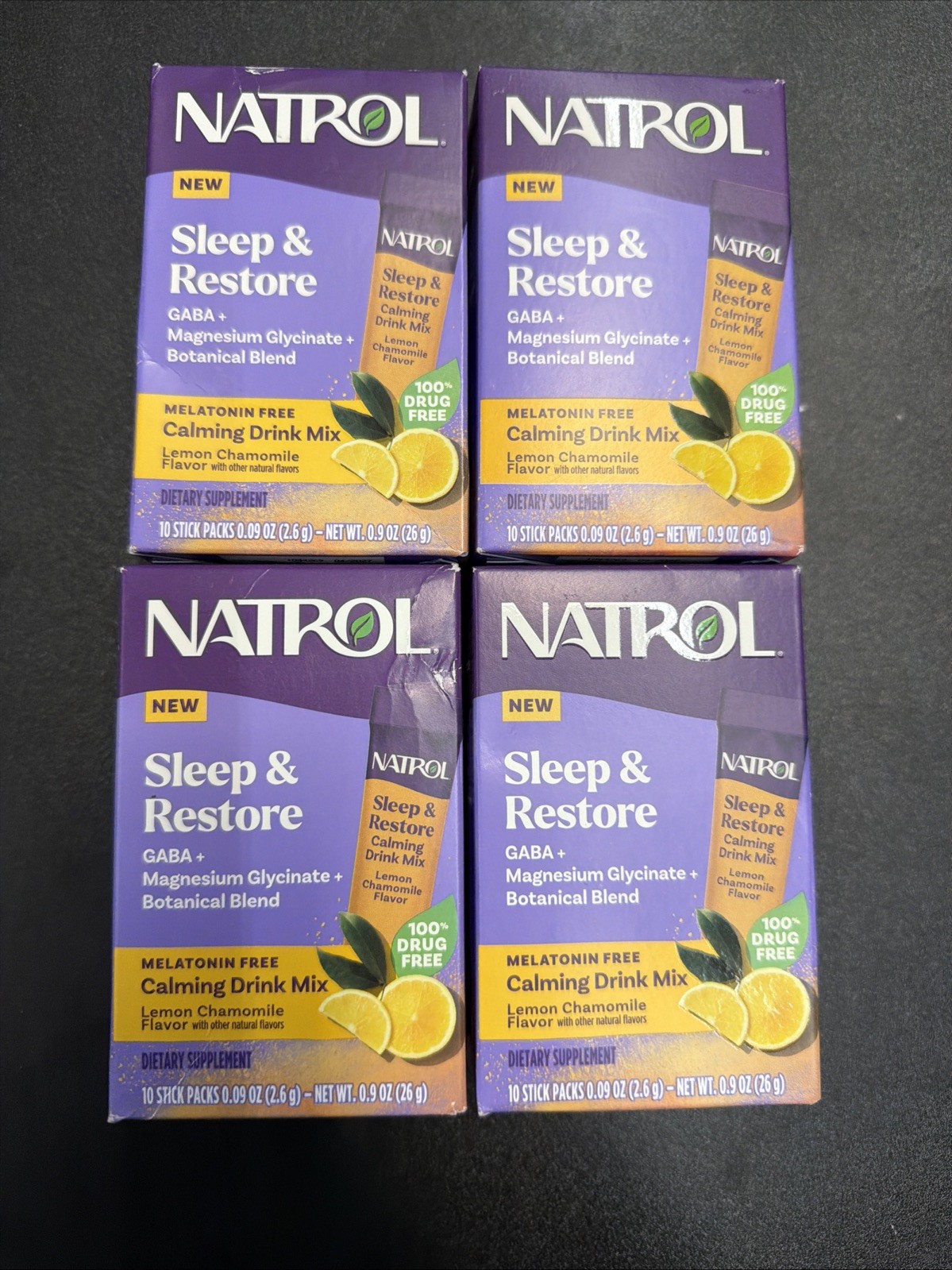 Natrol Sleep & Restore Calming Drink Mix Lemon Chamomile 4 Pack New Natrol Sleep & Restore Calming Drink Mix Lemon Chamomile 4 Pack New