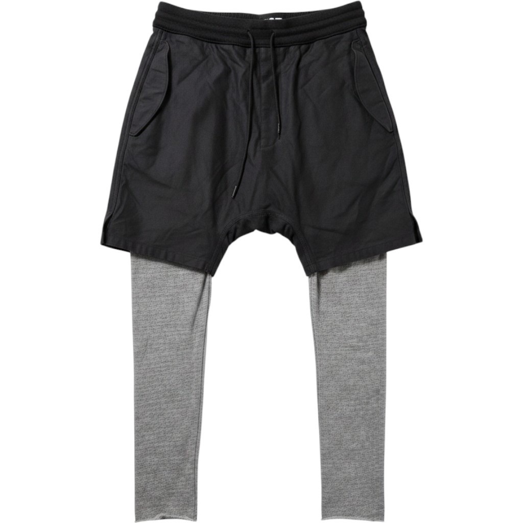 NLST F/W15 Layered Drop Crotch Pants Medium Black Gray Streetwear Avant-Garde