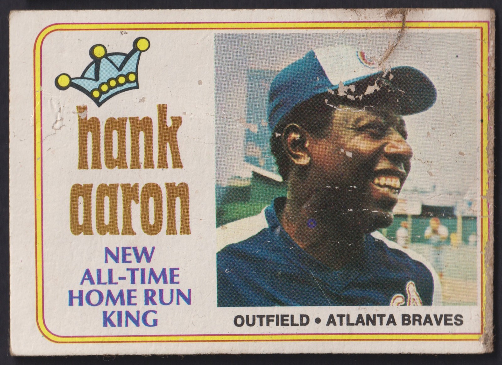 1974 TOPPS - HANK AARON - NEW ALL-TIME HOME RUN KING - #1 1974 TOPPS - HANK AARON - NEW ALL-TIME HOME RUN KING - #1