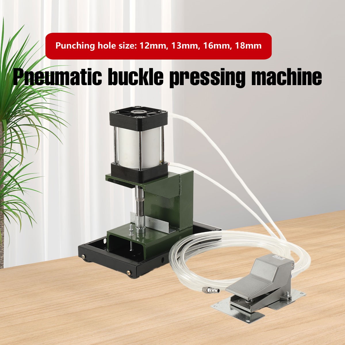 Pneumatic Buckle Punching Machine 12mm 13mm 16mm 18mm Punching Hole Size Steel