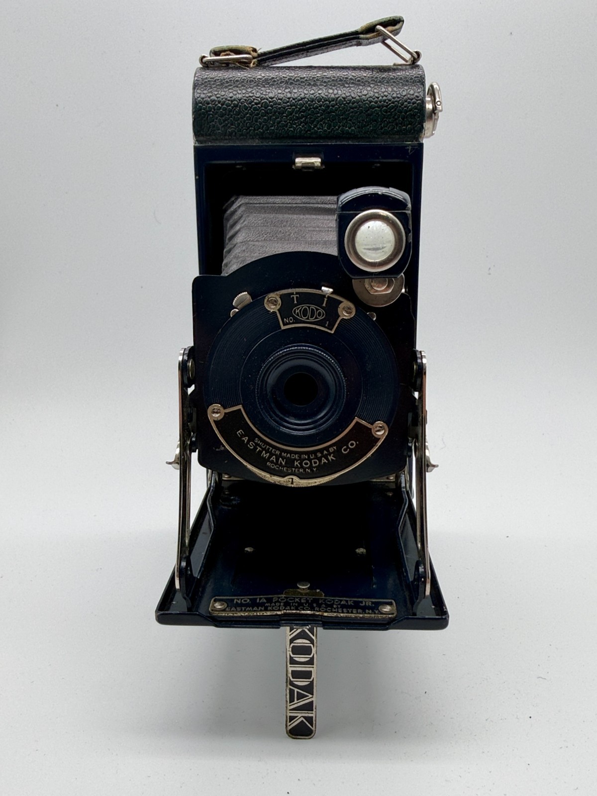 Vintage Blue No. 1A Pocket Kodak Junior Folding Camera & Original Case | Working