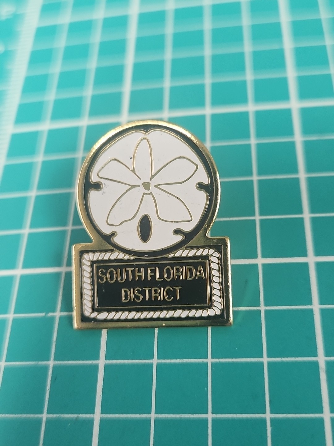Vtg South Florida District Sand Dollar Gold Tone Lapel Pin