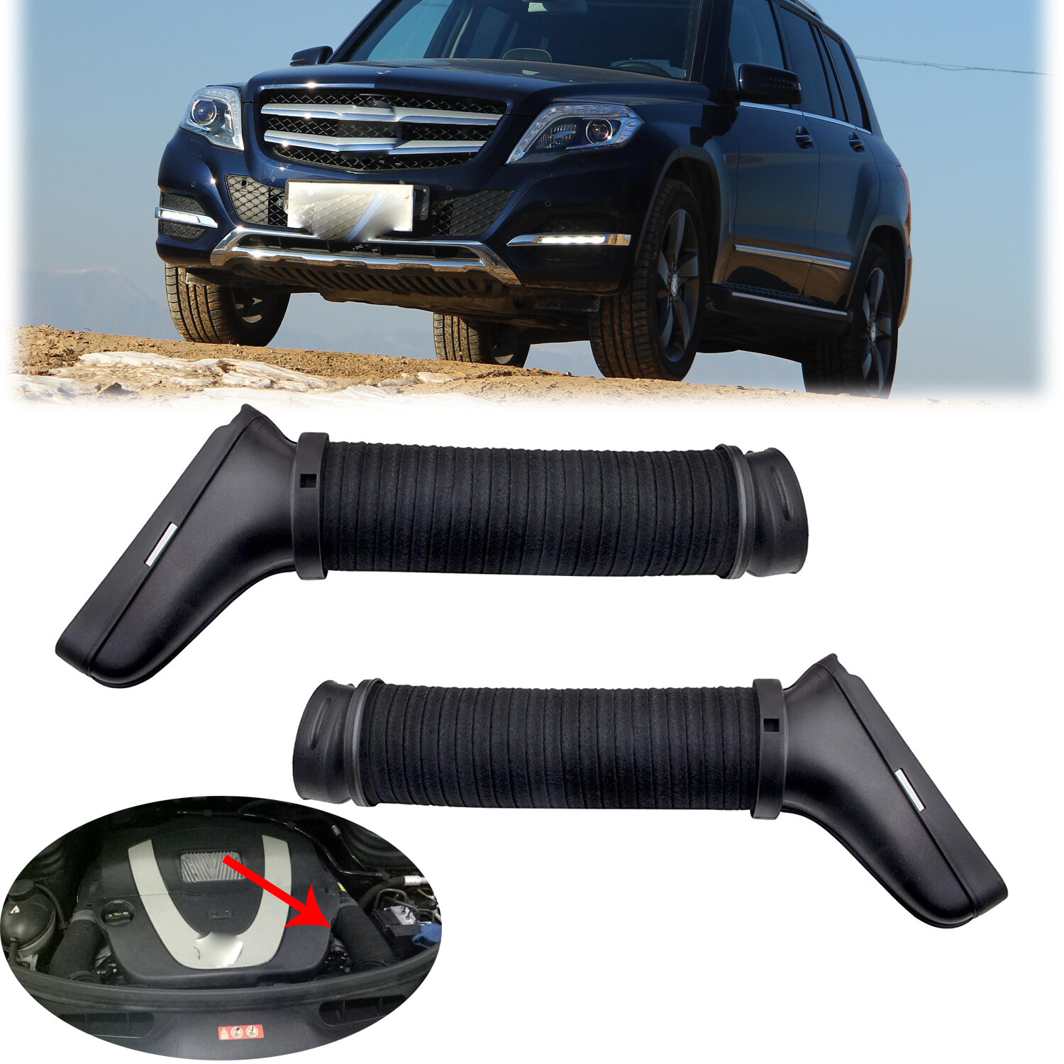 1 Set Left & Right Side Air Intake Duct hose for Mercedes Benz GLK350 2010-2012