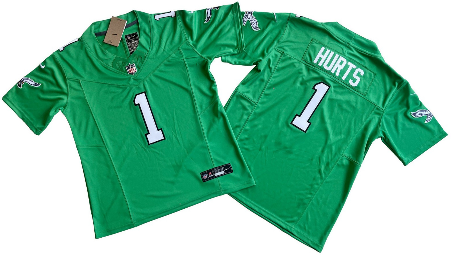 ​​Tariffs​ Free YOUTH\'S Eagles #1 Jalen Hurts FUSE Throwback Kelly Green Jersey
