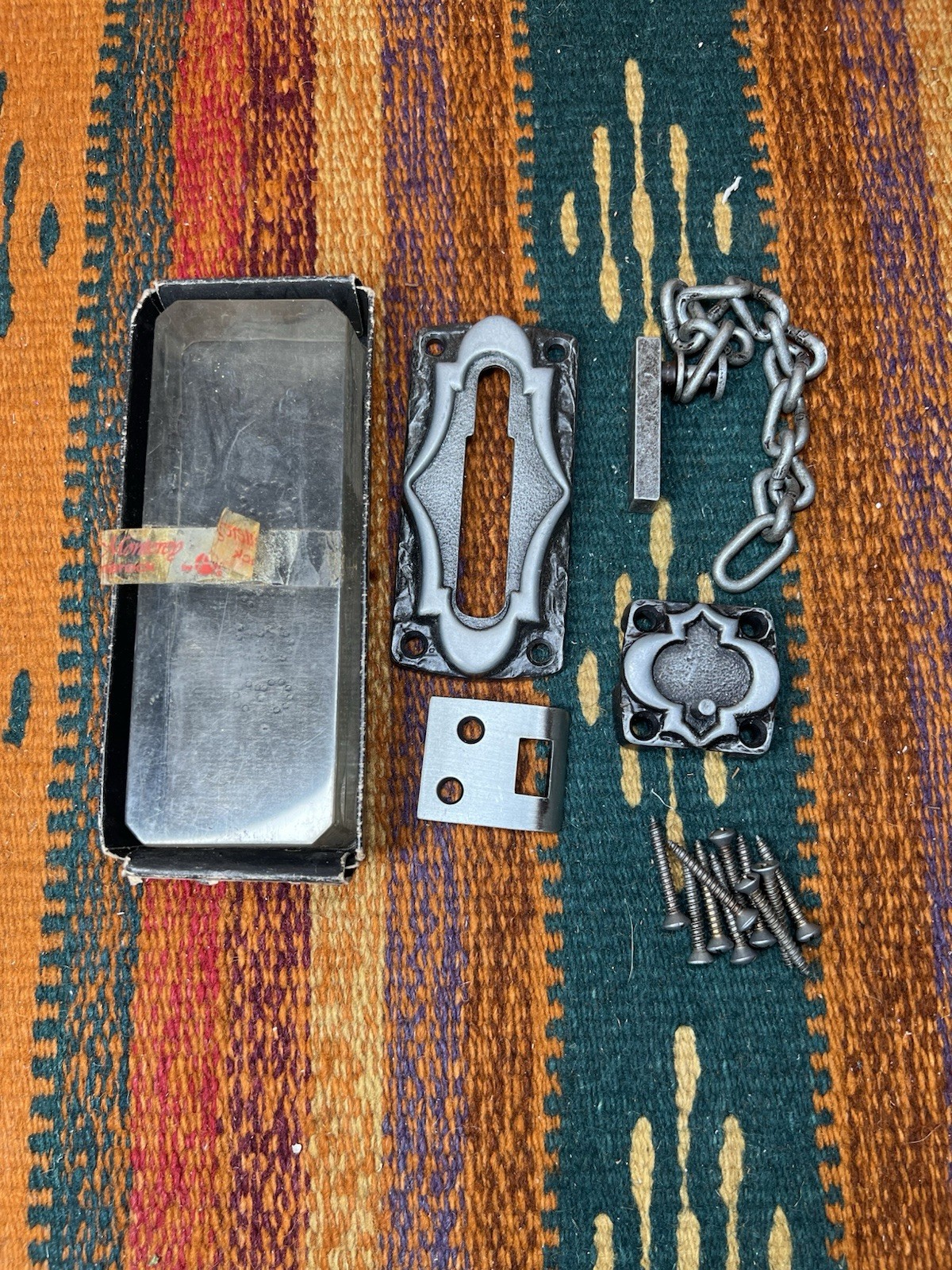 NOS Vintage Amerock Monterey Door Chain Guard Lock C-6265-AS Silver