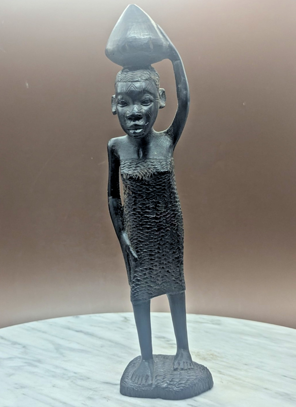 Vintage African Tribal Handcarved Wood Female Woman Sculpture Statue detailing Vintage African Tribal Handcarved Wood Female Woman Sculpture Statue detailing
