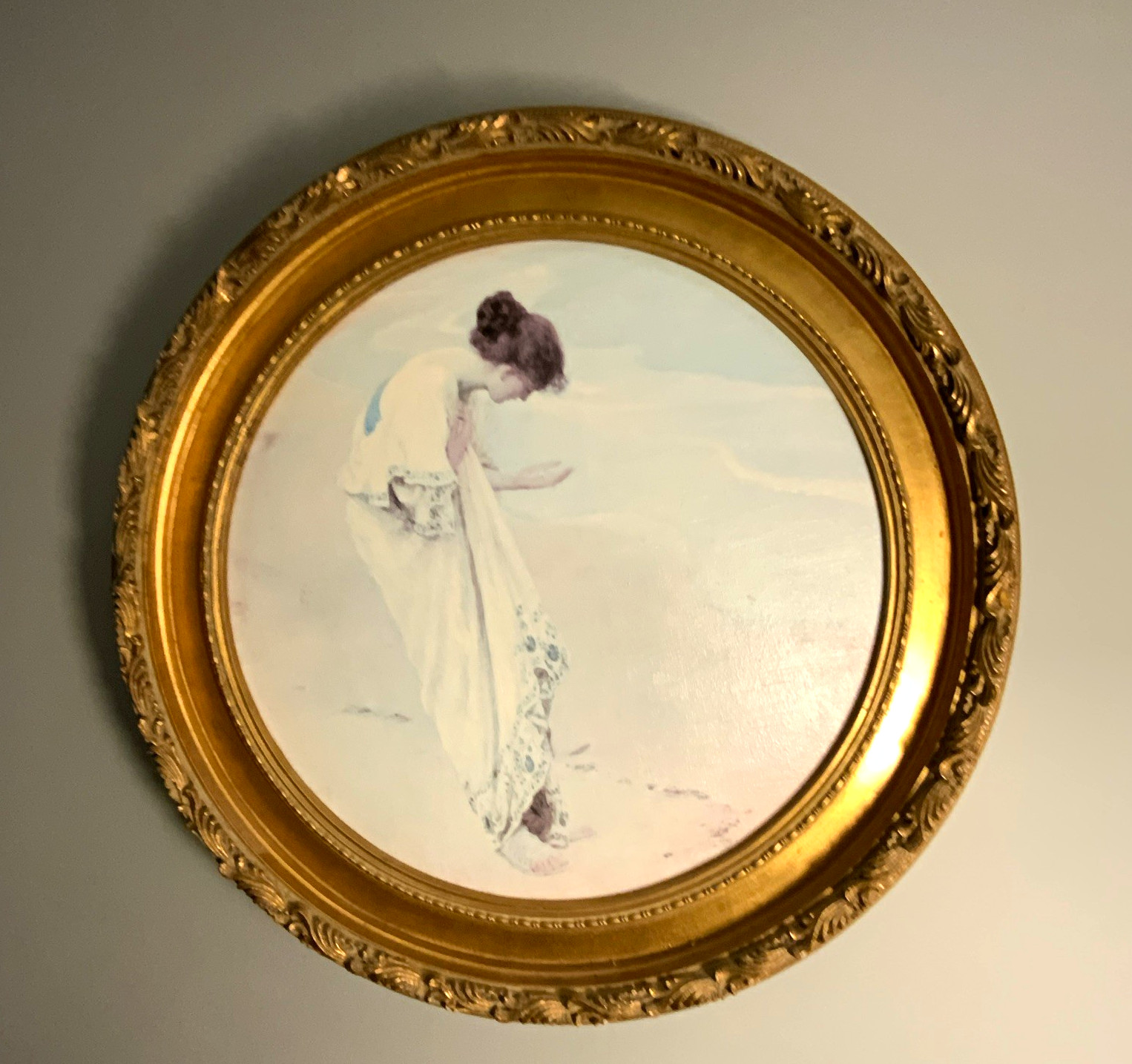 Antique Art William Henry Margetson The Sea Hath Its Pearls Framed Round 1897