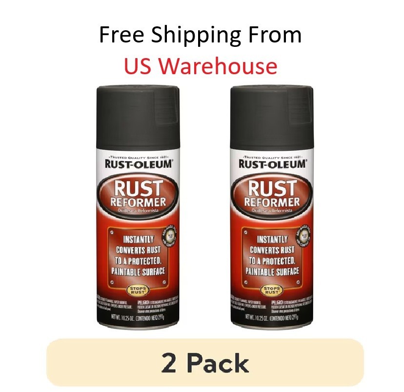 Automotive Flat Black Finish Rust Converter Rust Reformer Spray Coat 10oz 2PACK