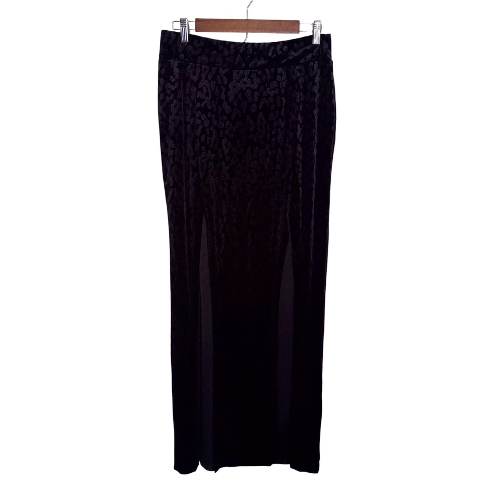 Killstar Size Large Black Velvet Animal Print Skirt Maxi Goth Witchy High Slit Killstar Size Large Black Velvet Animal Print Skirt Maxi Goth Witchy High Slit