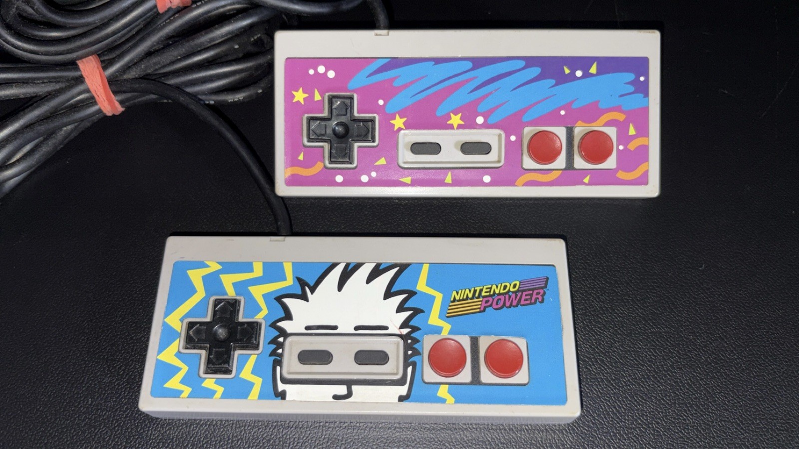 Two Authentic OEM NES Controllers w/ RARE Nintendo Power Decals Tested & Work Two Authentic OEM NES Controllers w/ RARE Nintendo Power Decals Tested & Work