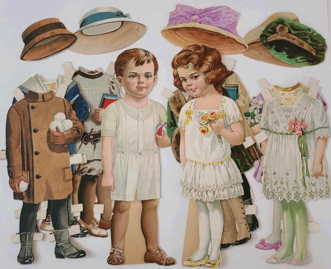 Antique 1890s Paper Dolls Raphael Tuck Lithograph Diecut Bonnie Billie & Betty Antique 1890s Paper Dolls Raphael Tuck Lithograph Diecut Bonnie Billie & Betty