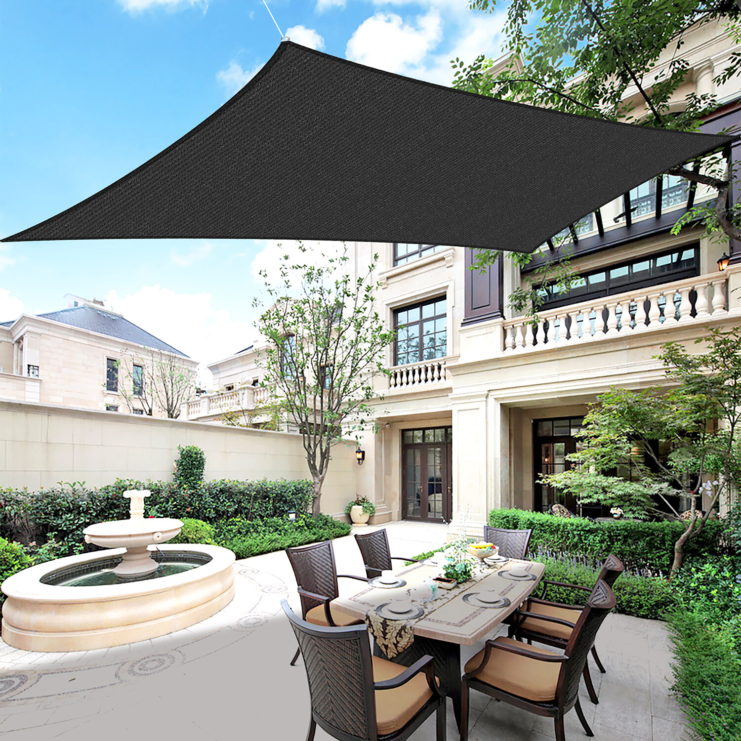 Houssity 14\' Sun Shade Sail Canopy Awning Shade Cloth Pool Patio Pergola Cover